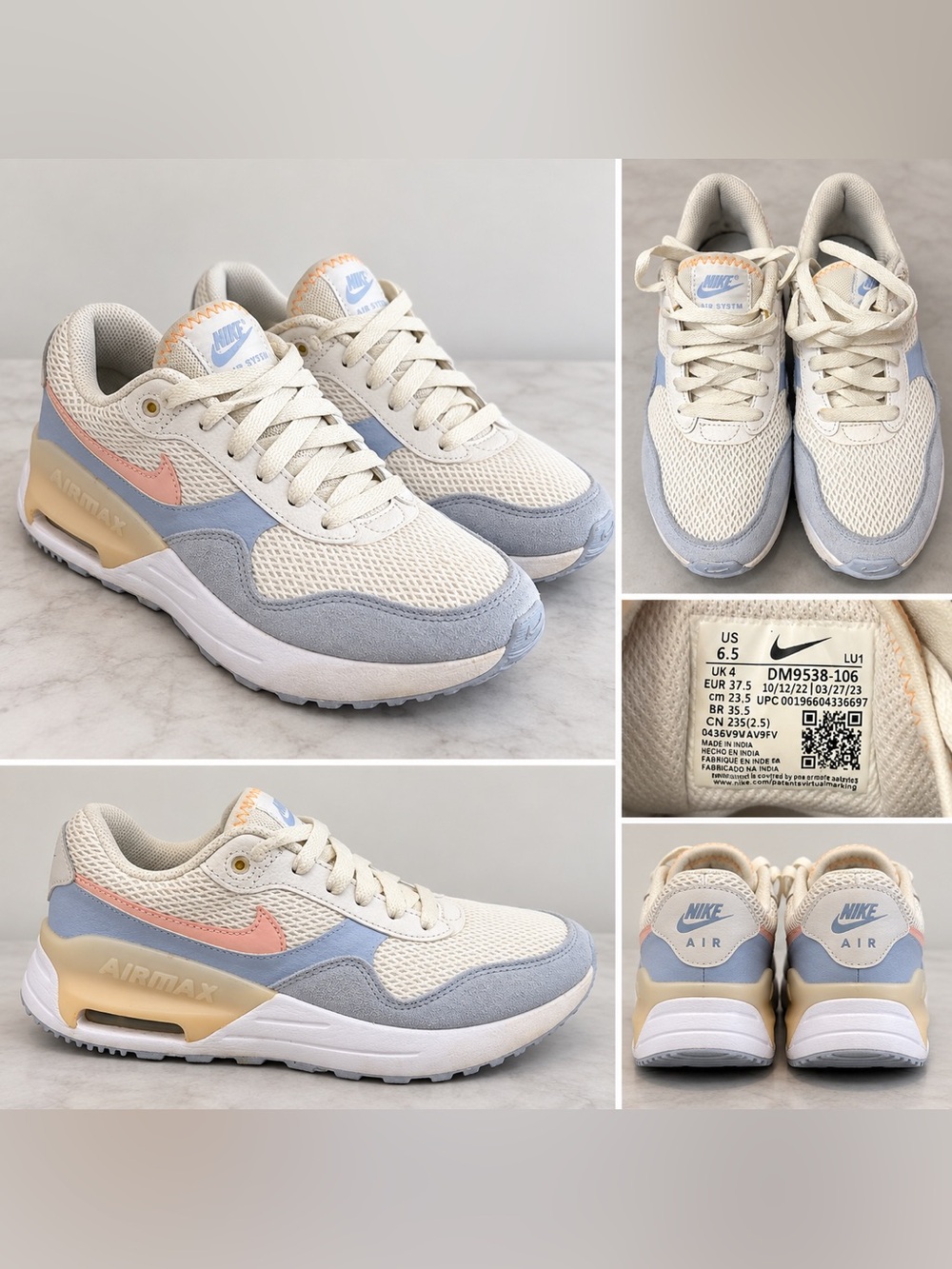 Nike Air Max Sneakers - Cream, Light Blue, Pink